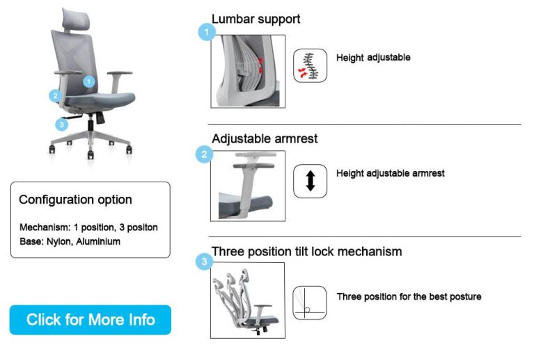 Adjustable Lumbar Support High Back 1PC/Carton Office Chair Home Furniture