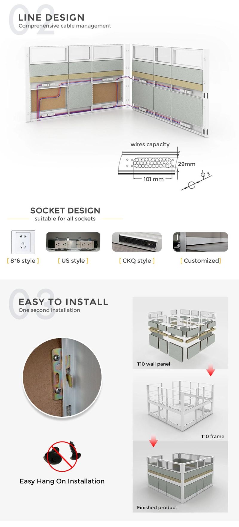 China High-End Partition Cubicle Workstation Design Fabric Table High Quality Office Partition