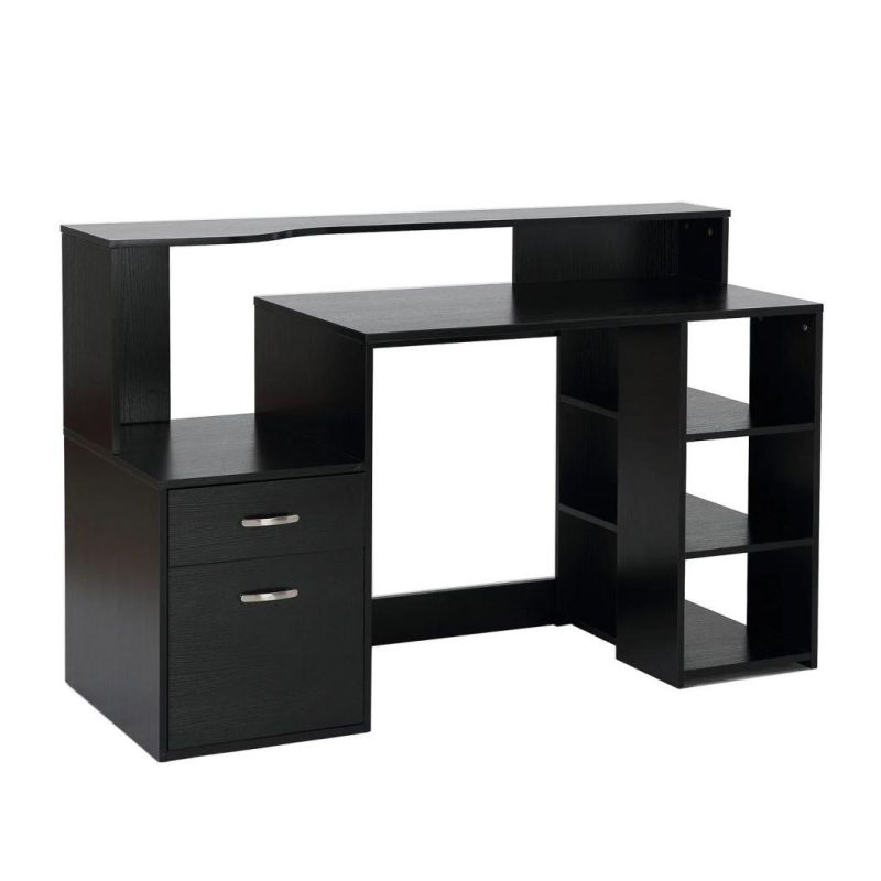 Amazonsfurntiure 55" Multi-Shelf Dorm and Home Office Desk Black