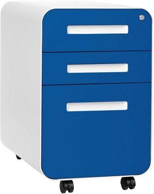 Pft 3-Drawer Mobile File Cabinet, Commercial-Grade, Pre-Assembled (Blue Faceplate)