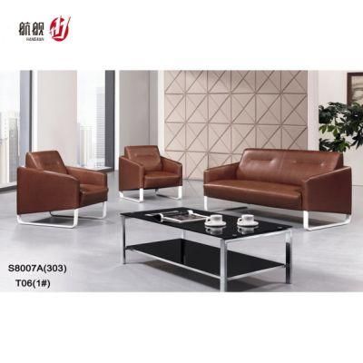 Modern Leather Sofa Sets Office Public Receiption with Metal Iron Legs Base