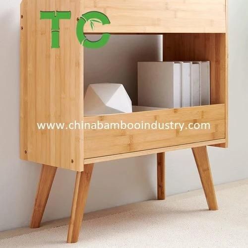 Bamboo Multifunctional Standing Bookshelf Floor Book Display Shelf, Multifunction Free Standing Organizer Storage Rack, Small Bookcase