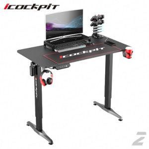 Icockpit Customized Single Motor Electric Stand up Adjustable Gaming Desk with Extension Storage Stand
