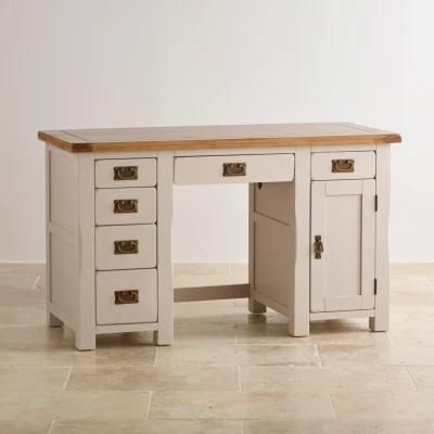 White Paint Oak Solid Wood Computer Desk