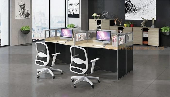 Modern Curve Edge Office Combination Furniture Workstation Office Partition L Shape Table