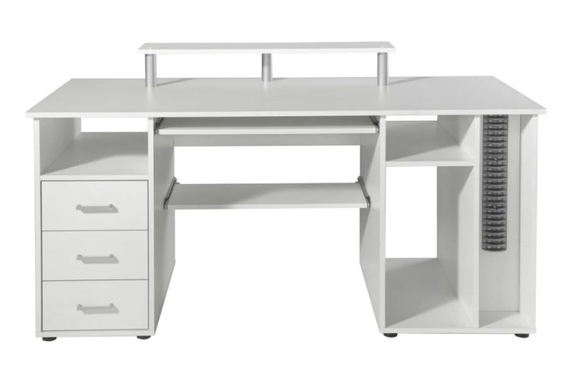 Modern White Desktop Computer Desk with Cabinet for Home/Office