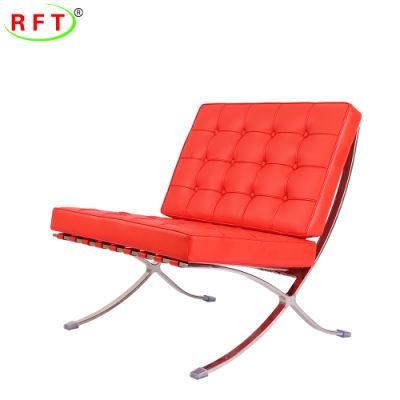Red Genuine Leather Nodic Style Home Furniture Bedroom Chair