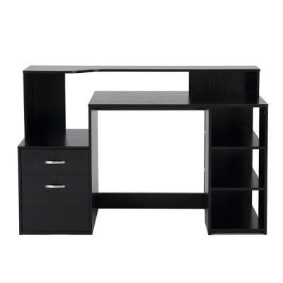 Amazonsfurntiure 55&quot; Multi-Shelf Dorm and Home Office Desk Black
