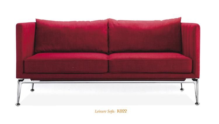 Simple Design Red Color Office Sofa with Coffee Table