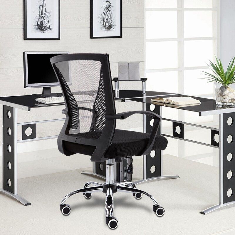 Ergonomic Mesh Office Chair, High Back Desk Chair - Adjustable Headrest with Flip-up Arms, Tilt Function, Lumbar Support and PU Wheels, Swivel Computer