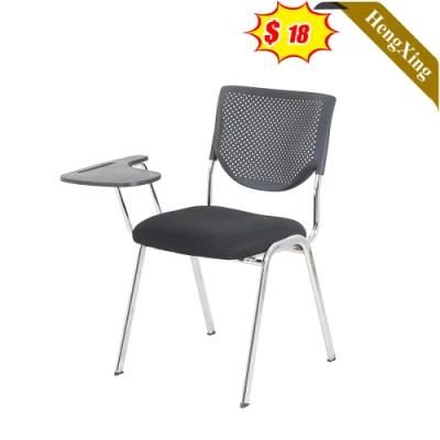 Hot Sale Modern Home Furniture Office Chairs with Writing Tablet Stainless Steel Metal Legs All Black PP Plastic Training Chair