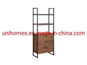 Industrial Bookshelf with Cabinet for Home and Office Wood and Metal Bookcase