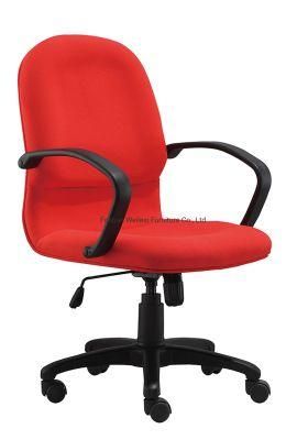 Simple Tilting Mechanism with PP Armrest Nylon Base Nylon Caster Medium Back Red Color Office Chair