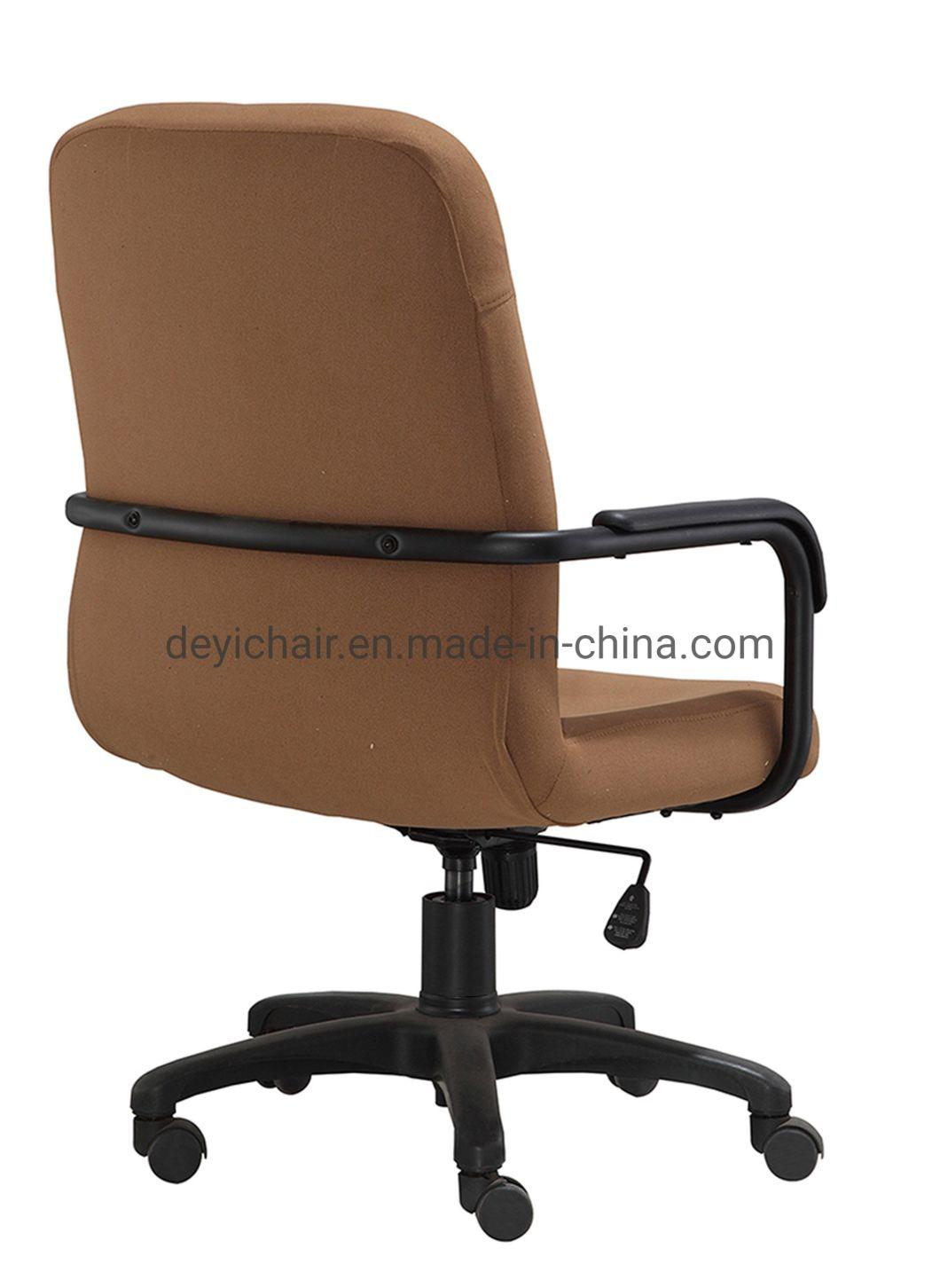 MID Back Simple Tilting Mechanism 320mm Nylon Base with PU Armrest Brown Color Office Chair