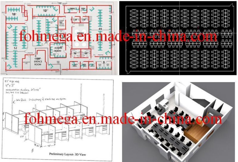 Spanish White Office Workstation Furniture Office Green Partition