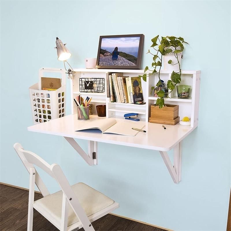 Foldable Wall Mounted Wood White Computer Table