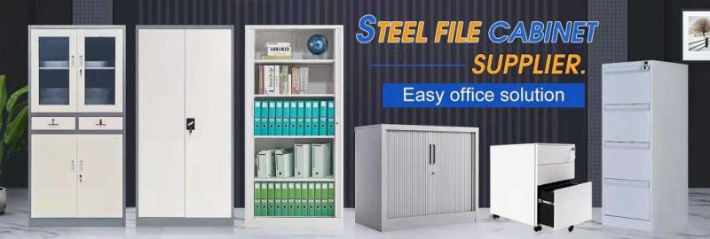 Metal File Cabinet Glass Double Door Iron Steel File Cabinets 4 Shelves