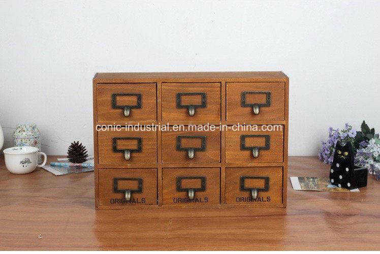 Japan Style Vintage Wooden 9 Drawer Storage Cabinet
