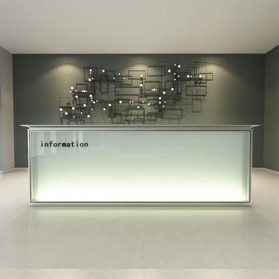 Heigh Quality Antique Glass Panel Modern Office Reception Desk