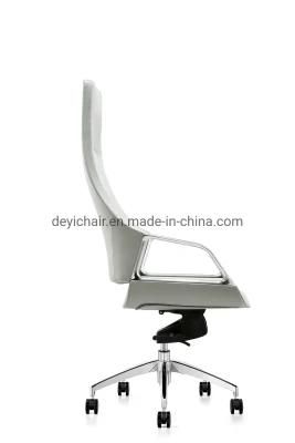 Aluminum Base Medium Back Style PU / Leather Upholstery for Seat and Back Sychronize Mechanism PU Castor Chair