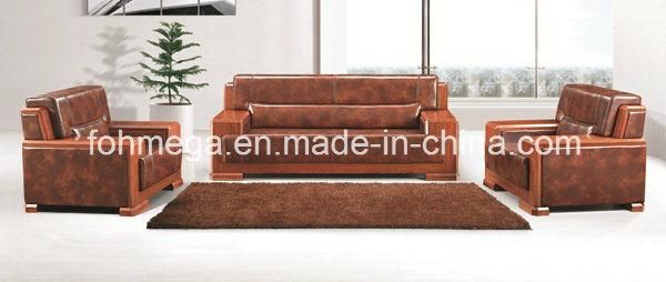 American Style Three Seater Flauveno Office Leather Sofa (FOH-8002)