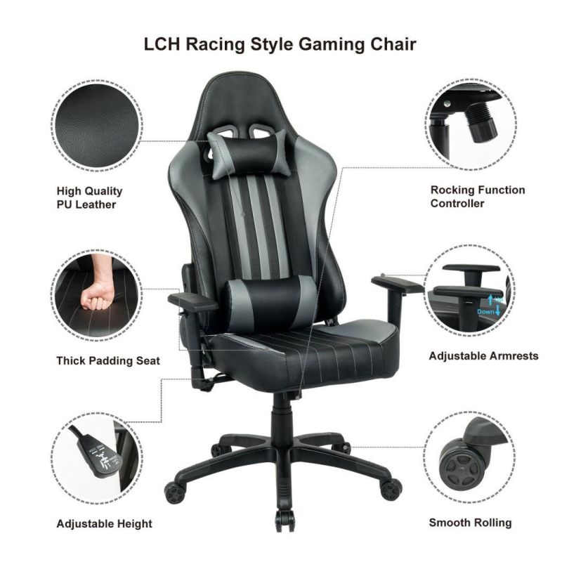 (EDWARD) Adjustable Swivel Game Use 4D Armrest PU Gaming Chair