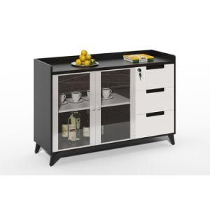 Aluminum Frame Wooden Antique Filing Cabinet with 3 Drewers