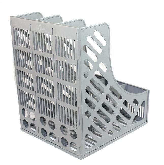 Plastic Bookshelf 4 Section Divider Paper Holder File Rack