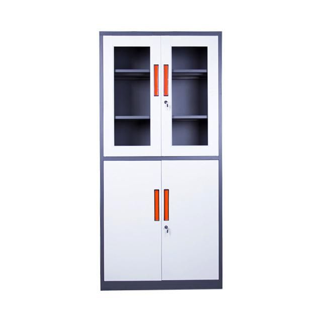 Factory Direct Sale Cupboard Design 4 Doors Metal Glass Door File Cabinet Office Storage Steel File Side Cabinet