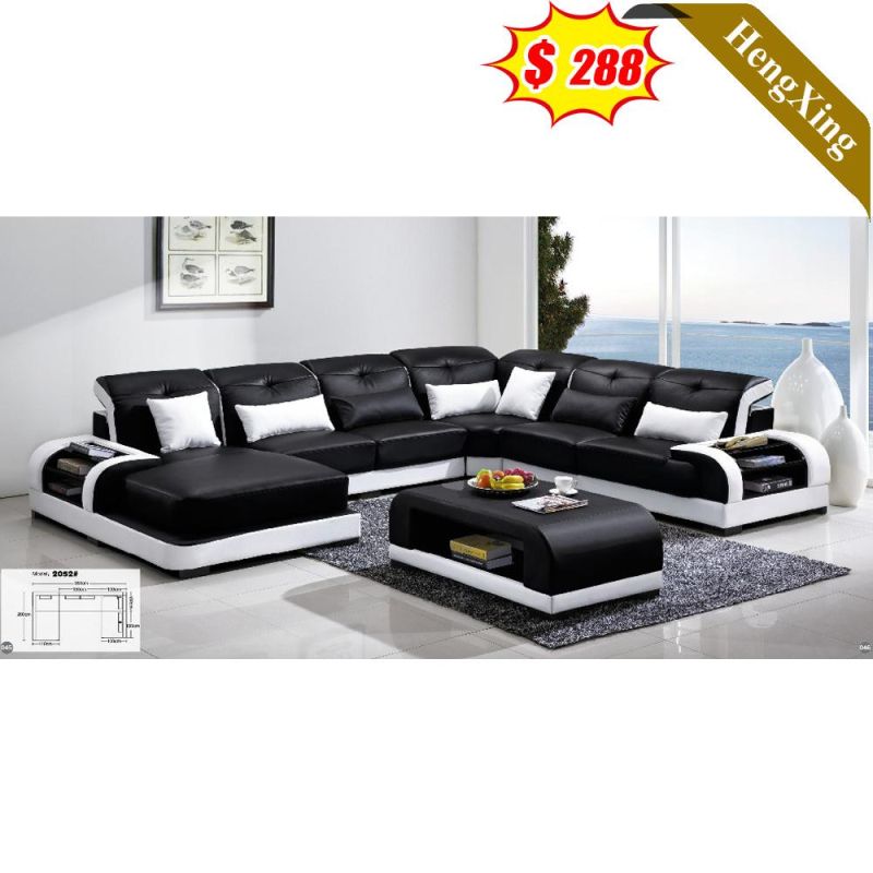 Luxury Design Modern Home Living Room Furniture Sofas Set Wooden Frame U Shape Leather Fabric Sofa