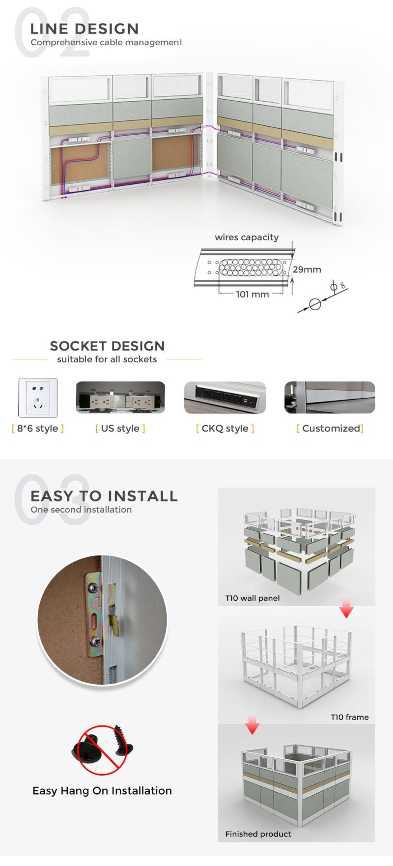 T10 High-End Partition Cubicle Workstation Design Fabric Table High Quality Office Partition