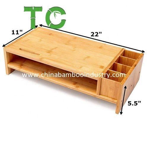 Wholesale 2 Tier Bamboo Monitor Stand Desk Organizer Computer Monitor Riser Stand Office Rack