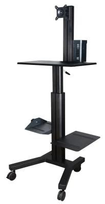 Mobile Computer Workstation Gas Lift / Trolley Single Monitor 10-24&quot; Adjustable