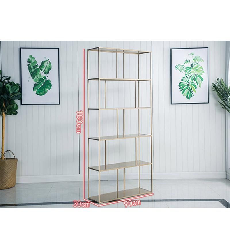 Stylish and Simple Wrought Iron Bookshelf, Floor-to-Wall Partition Shelf 0597