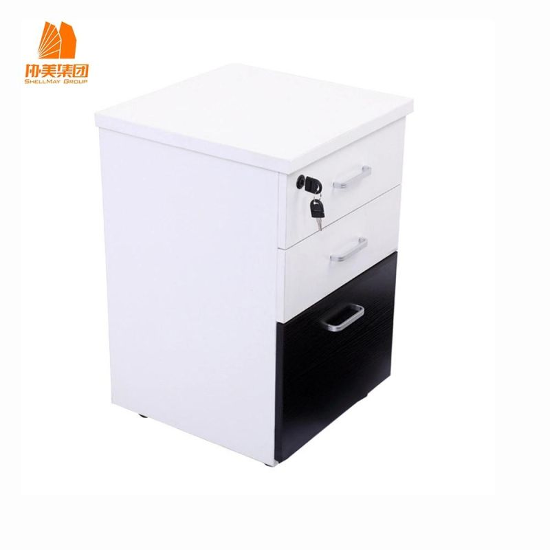 Small Office Filing Cabinet with Five Wheels and Three Drawers