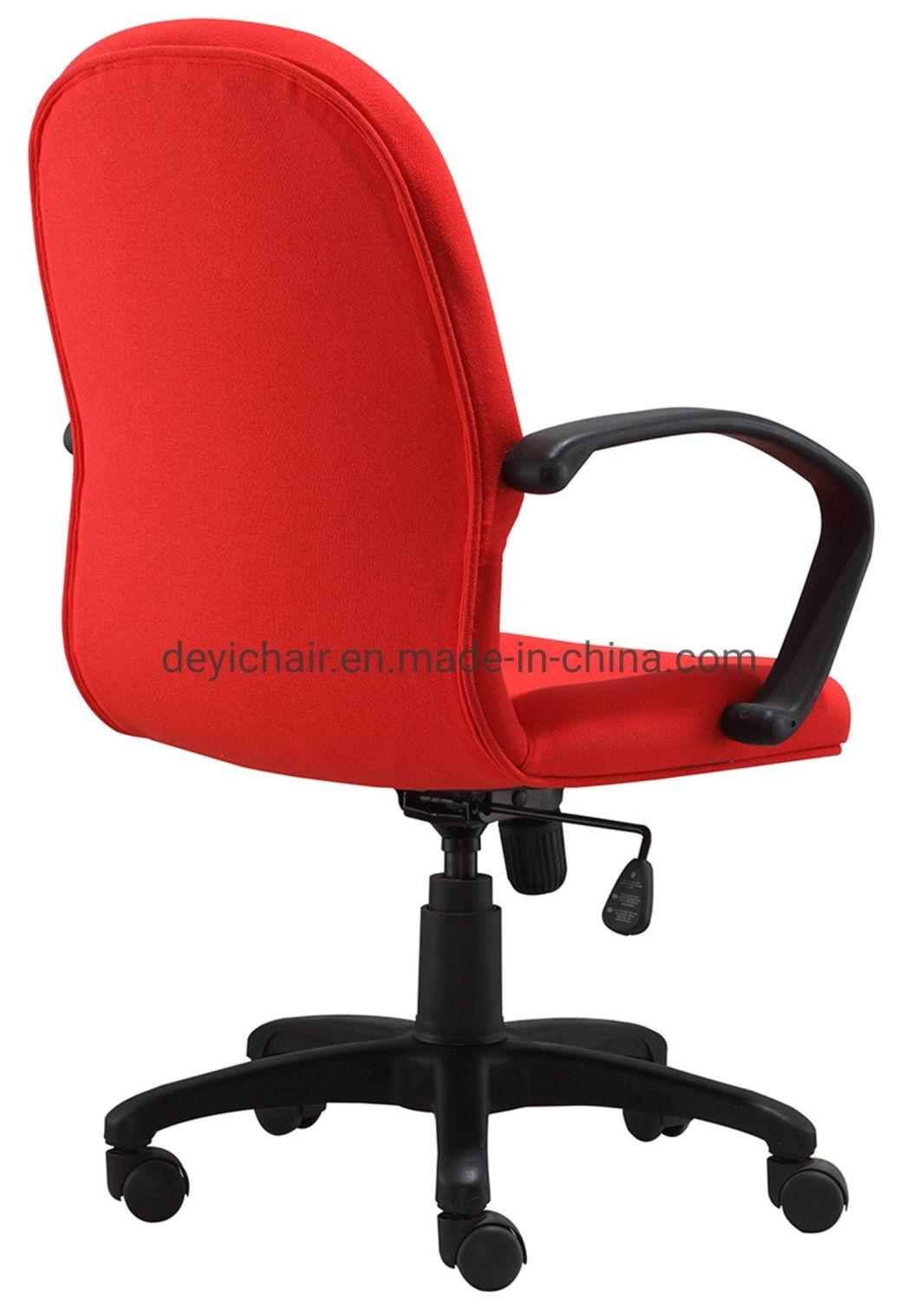 Red Color Simple Tilting Mechanism with PP Armrest Nylon Base Nylon Caster Medium Back Office Chair