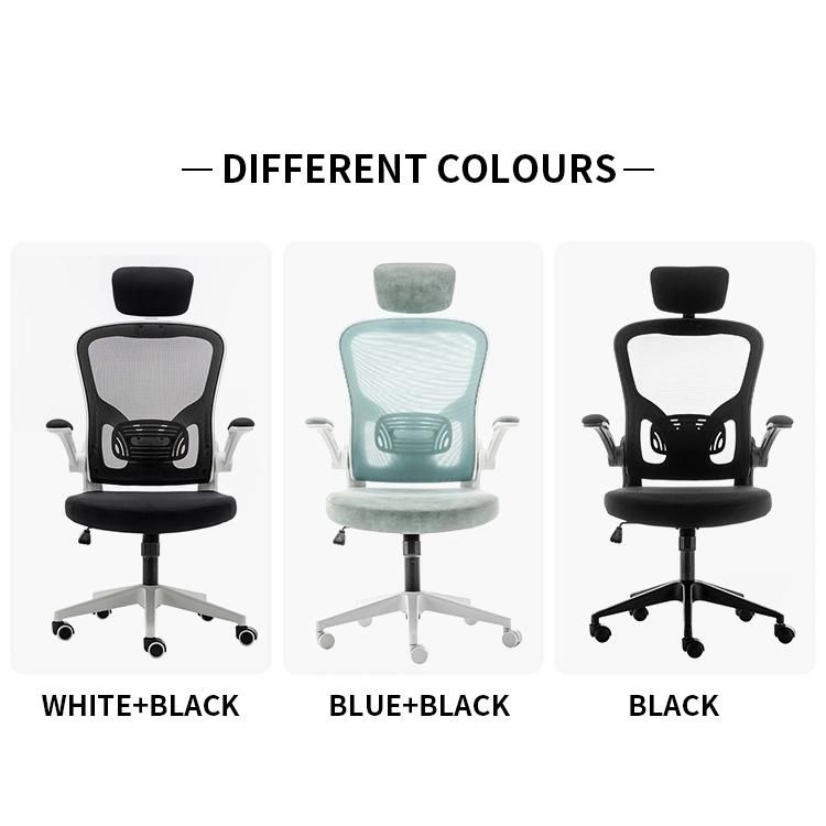 Factory Price Sales Ergonomic Desk Chair Computer Mesh Chair with Lumbar Support and Flip-up Arms