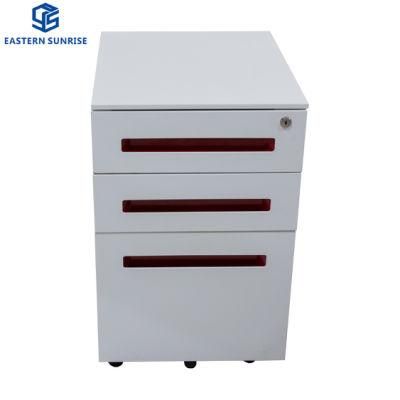 Modem Office Furniture Metal Movable File Cabinet with 3 Drawer