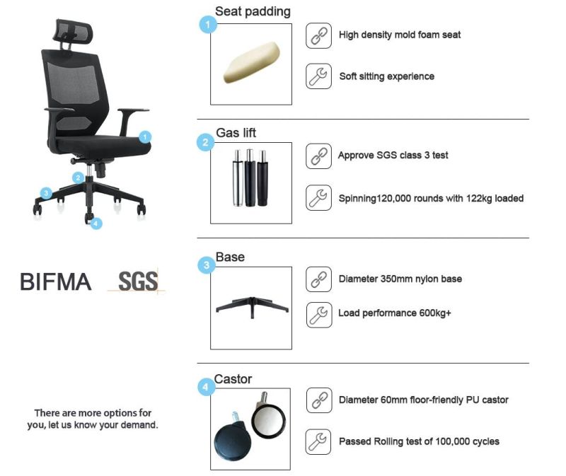 3 Position Locking Mechanism with Armrest 2PC/Carton Chair Office Furniture