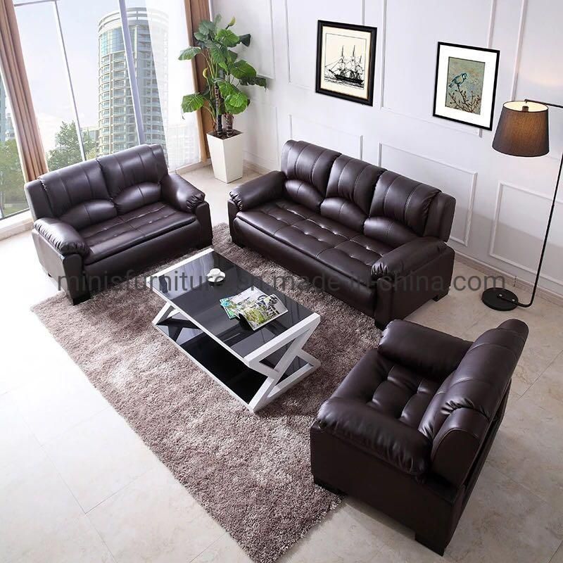 (M-SF31) Office/Lounge Good Quality Brown Fabric Sofas and Tables Furniture