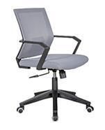 Grey Seat Black Armrest Cleanable Plastic Fabric Staff Chair with Rollers