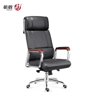 2020 Hangjian Wooden Armest Boss PU Leather Office Chairs