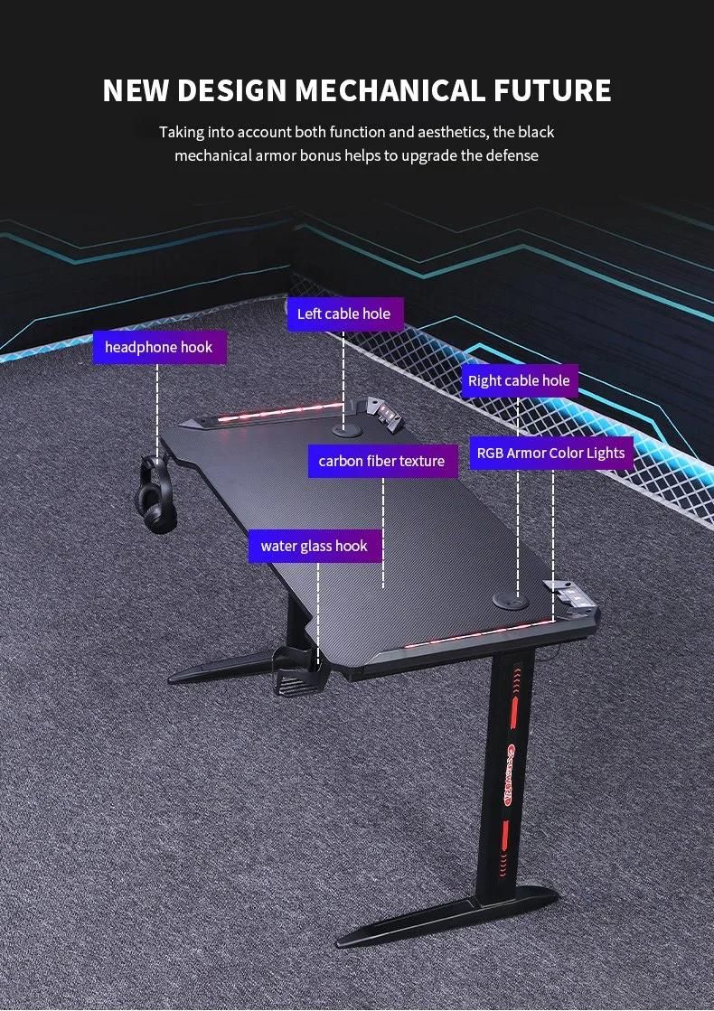 Elites Professional Gamingm Modern Game Club Office Table RGB LED Lights Gaming Desk