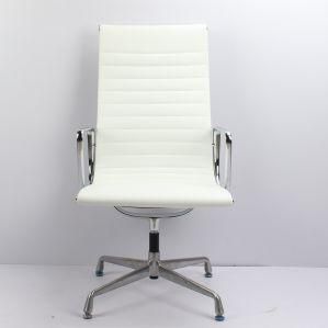 Black Vinyl PU Leather Ribbed MID Back Swivel Office Chair