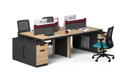 Simple Design Office Workstation for 4 People Office Table Cluster
