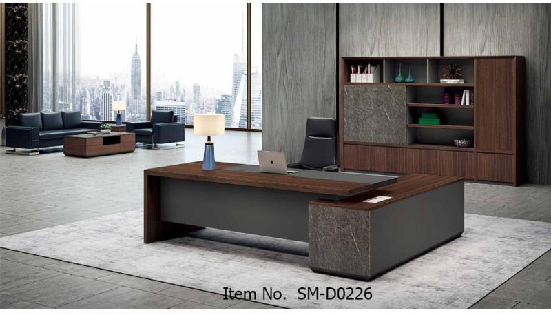 10 Year Factory Classic Modern Luxury Wooden Melamine Working L Shape Director Manager CEO Executive Office Furniture Office Desk