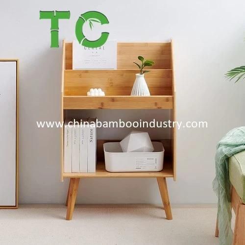 Bamboo Multifunctional Standing Bookshelf Floor Book Display Shelf, Multifunction Free Standing Organizer Storage Rack, Small Bookcase