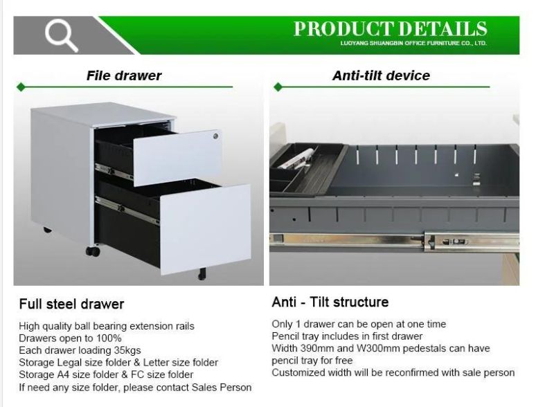 Metal 2 Drawer Mobile Pedestal