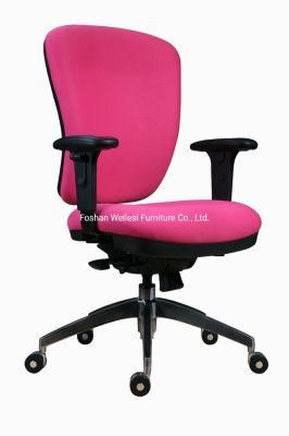 Al350mm Aluminum High Base Red Color Fabric Synchronize Mechanism with Seat Slider Ratchet Back Ajustable PU Armrest Office Chair