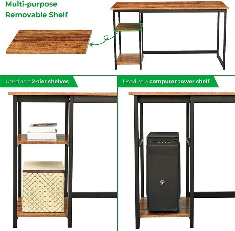 Office Desk with 2-Tier Storage Shelves 47 Inch Computer Desk Modern PC Laptop Workstation Study Working Writing Desk